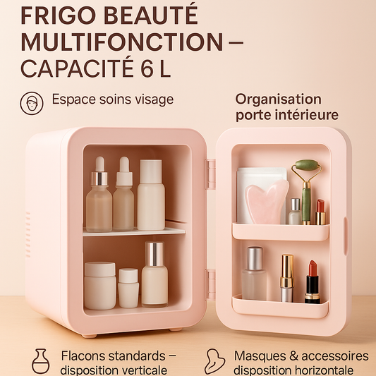Mini Frigo Skincare 6L avec Miroir LED – Conservez vos Soins et Maquillages au Frais