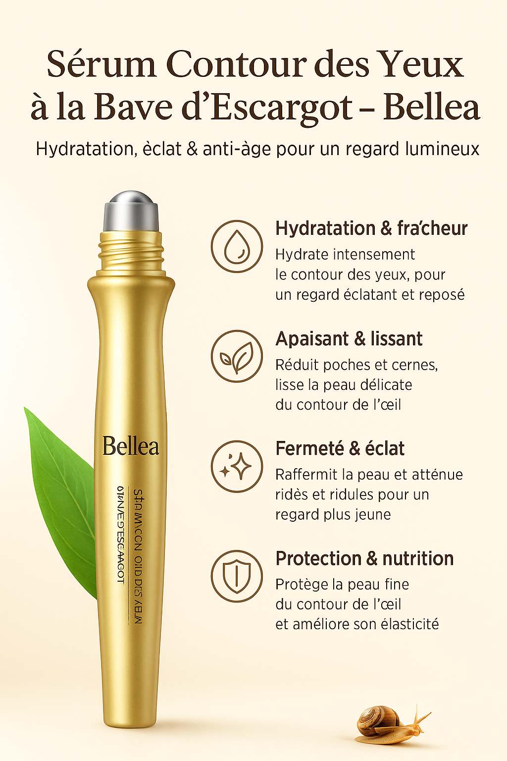 Bellea Crème Visage à la Bave d’Escargot – Anti-Âge & Hydratation
