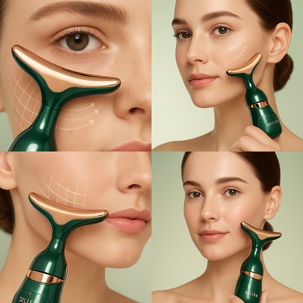 BELLEA Appareil Lifting Visage & Cou 3-en-1 | EMS Massage Yeux