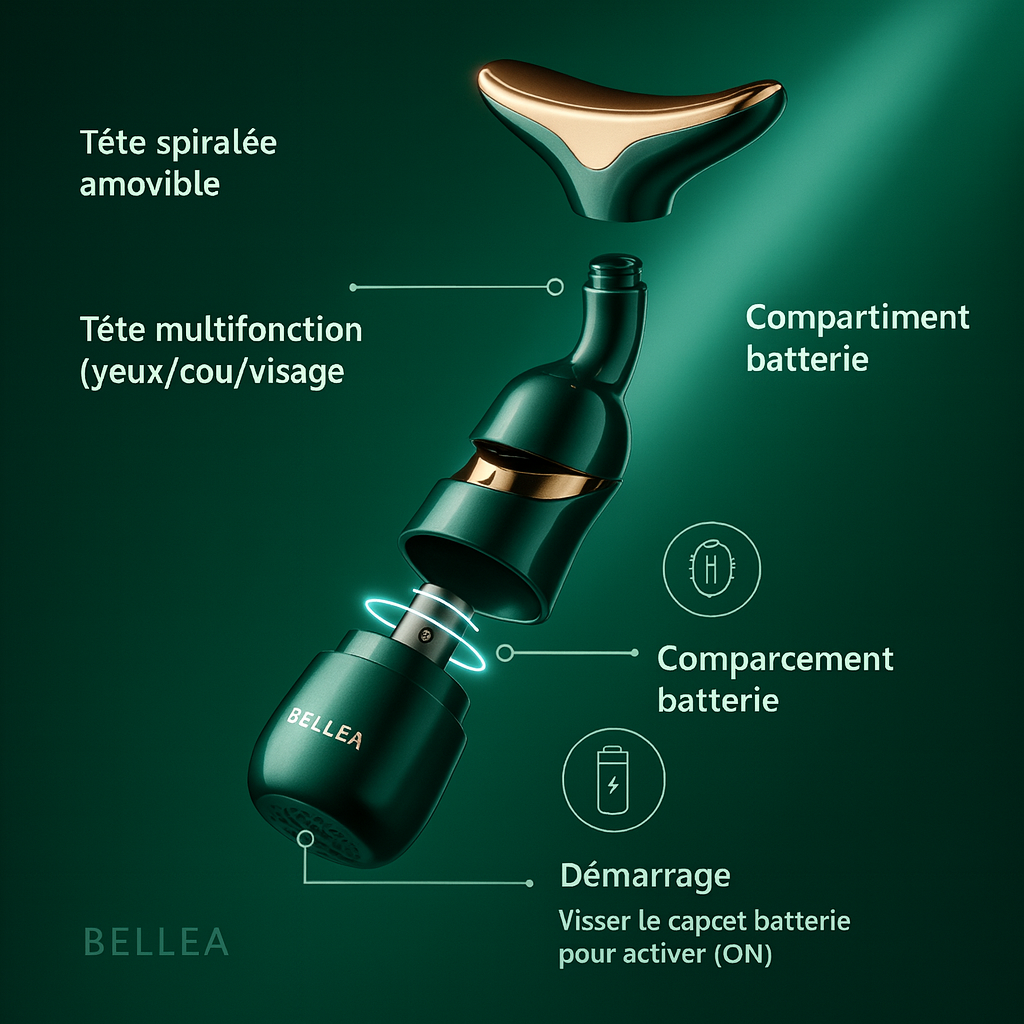 BELLEA Appareil Lifting Visage & Cou 3-en-1 | EMS Massage Yeux