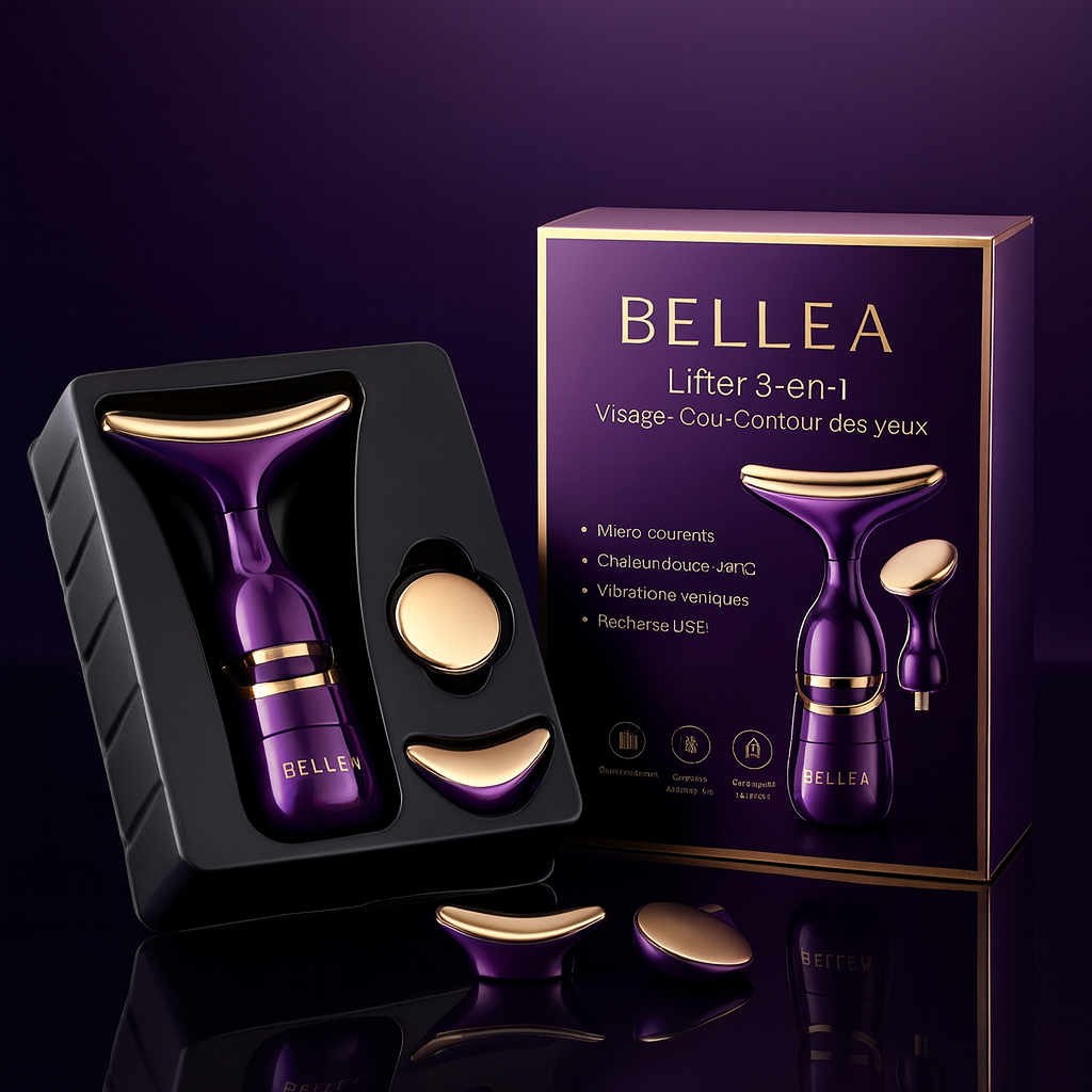 BELLEA Appareil Lifting Visage & Cou 3-en-1 | EMS Massage Yeux