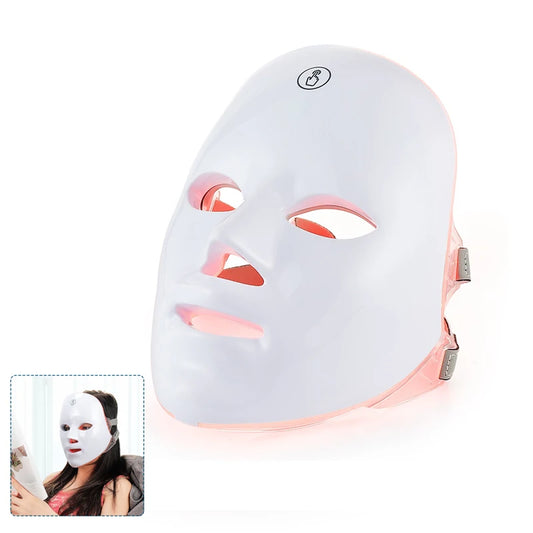 Masque LED 7 Couleurs Sans Fil – Photothérapie Visage & Cou pour Anti-Âge, Éclat et Raffermissement de la Peau