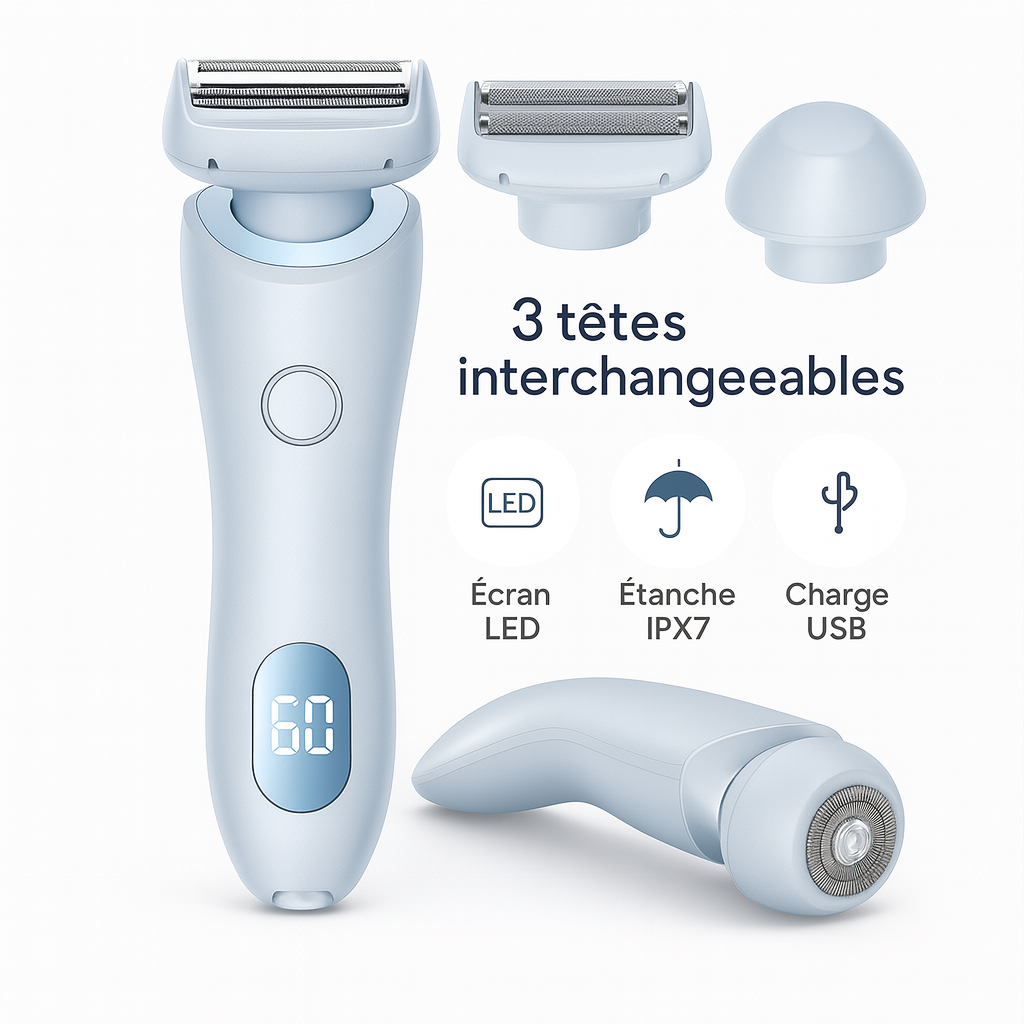 Rasoir Électrique Femme 2 en 1 – Tondeuse Bikini & Visage | Épilation Douce Corps & Aisselles Étanche IPX7