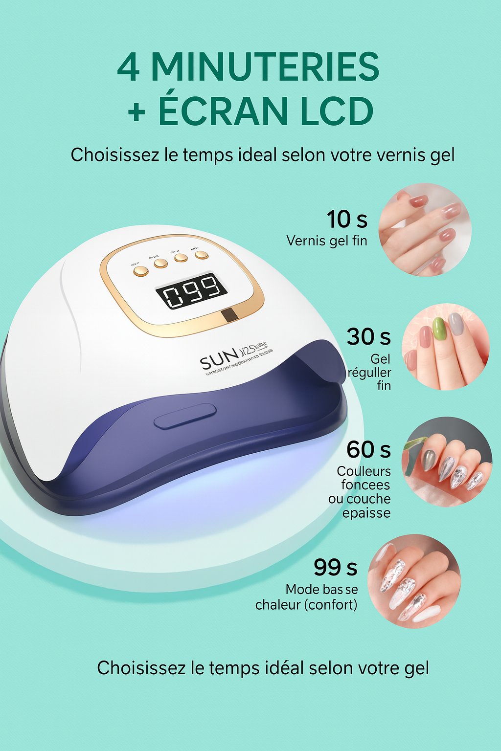 Lampe UV LED 380W Professionnelle – Séchage Rapide Vernis et Gel, Manucure & Pédicure à Domicile ou en Salon