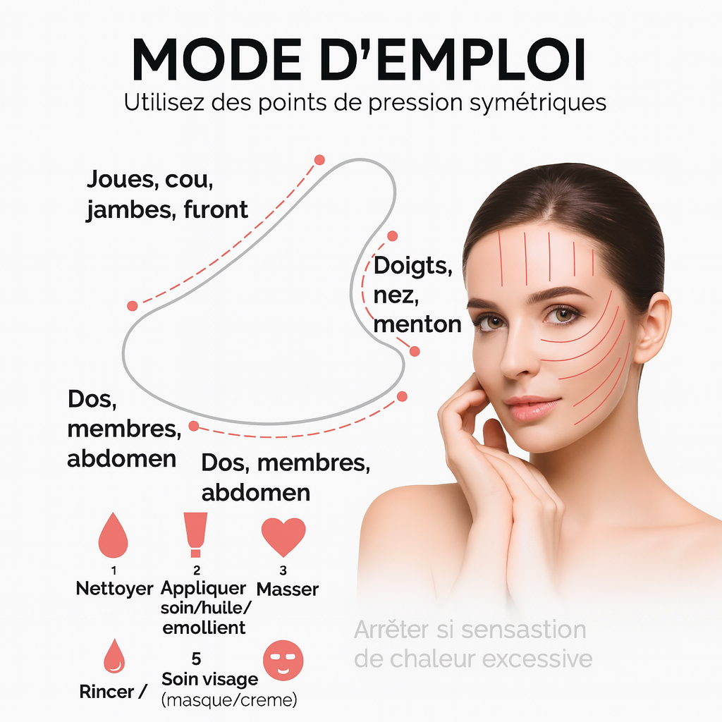 Kit 3 en 1 Gua Sha & Roller Visage Inox – Massage Lifting, Anti-Âge & Effet Glacé