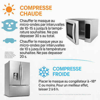 Masque Gel Chaud/Froid pour Visage et Yeux – Décongestion, Anti-Poches, Relaxation & Soin SPA à Domicile