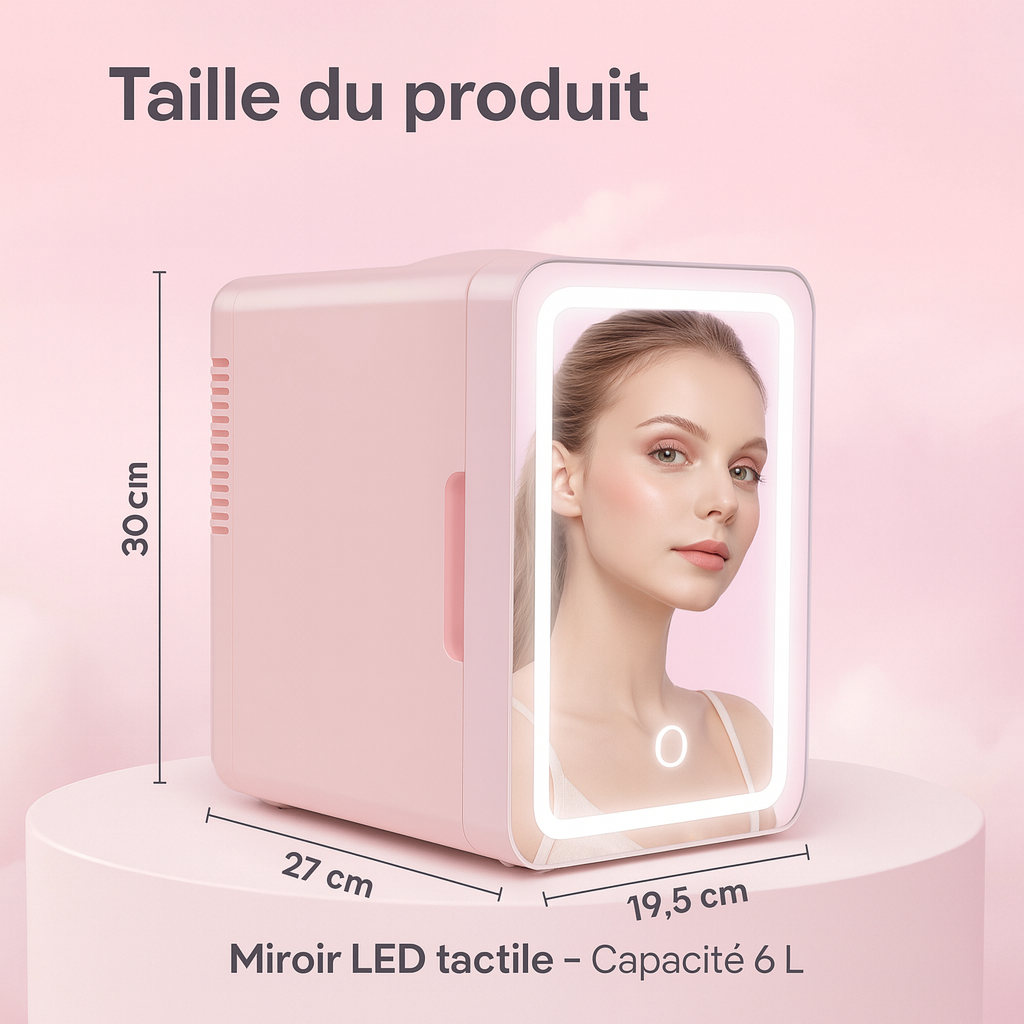 Mini Frigo Skincare 6L avec Miroir LED – Conservez vos Soins et Maquillages au Frais