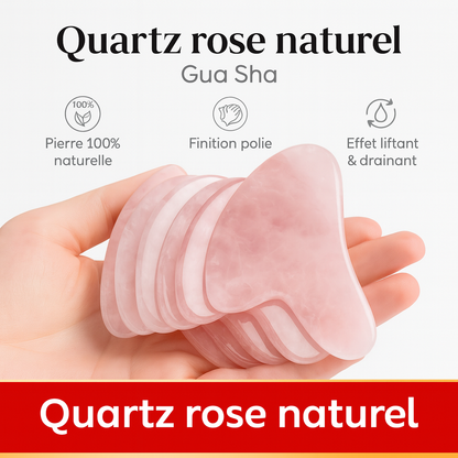 Gua Sha Visage en Quartz Rose Naturel – Massage Lifting, Anti-Âge & Drainage Lymphatique