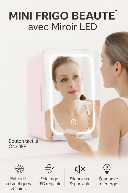 Mini Frigo Skincare 6L avec Miroir LED – Conservez vos Soins et Maquillages au Frais