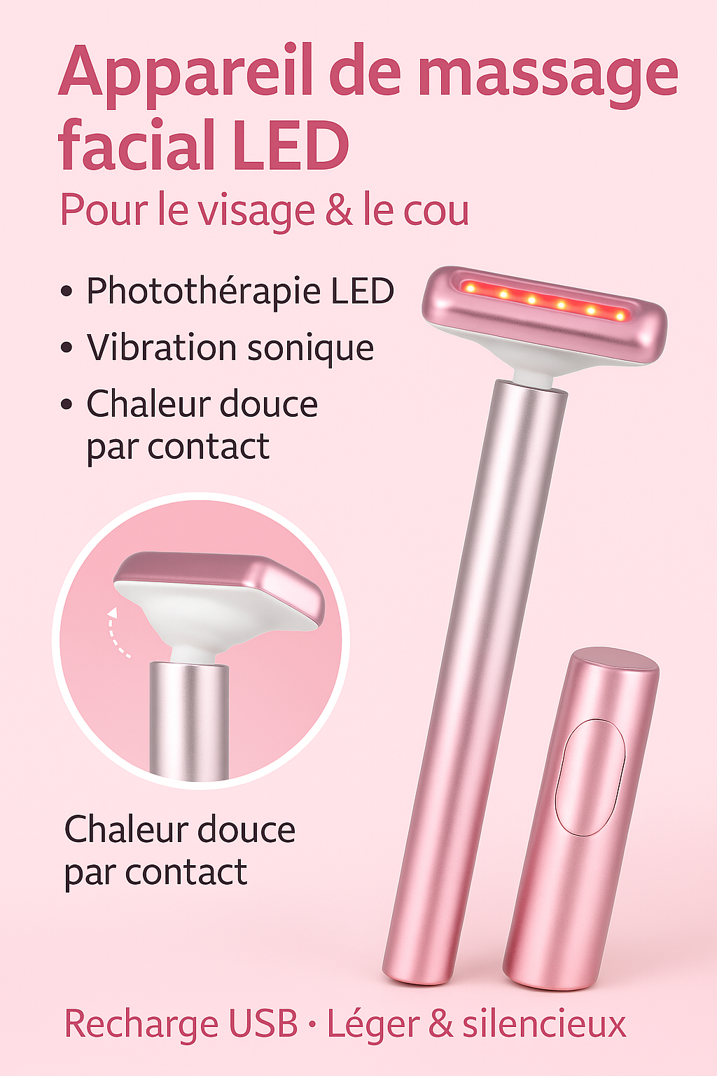 Appareil de Massage Visage & Yeux 4 en 1 – LED Rouge, Chaleur 45°C, EMS Lift & Vibration – Anti-Rides et Raffermissant