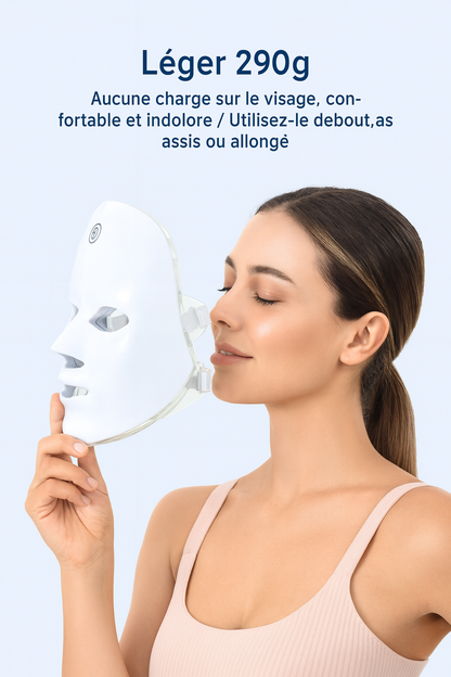 Masque LED 7 Couleurs Sans Fil – Photothérapie Visage & Cou pour Anti-Âge, Éclat et Raffermissement de la Peau