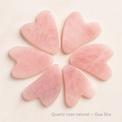 Gua Sha Visage en Quartz Rose Naturel – Massage Lifting, Anti-Âge & Drainage Lymphatique