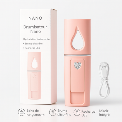 Nano Brumisateur Facial Portable avec Miroir – Hydratation Instantanée et Rafraîchissante