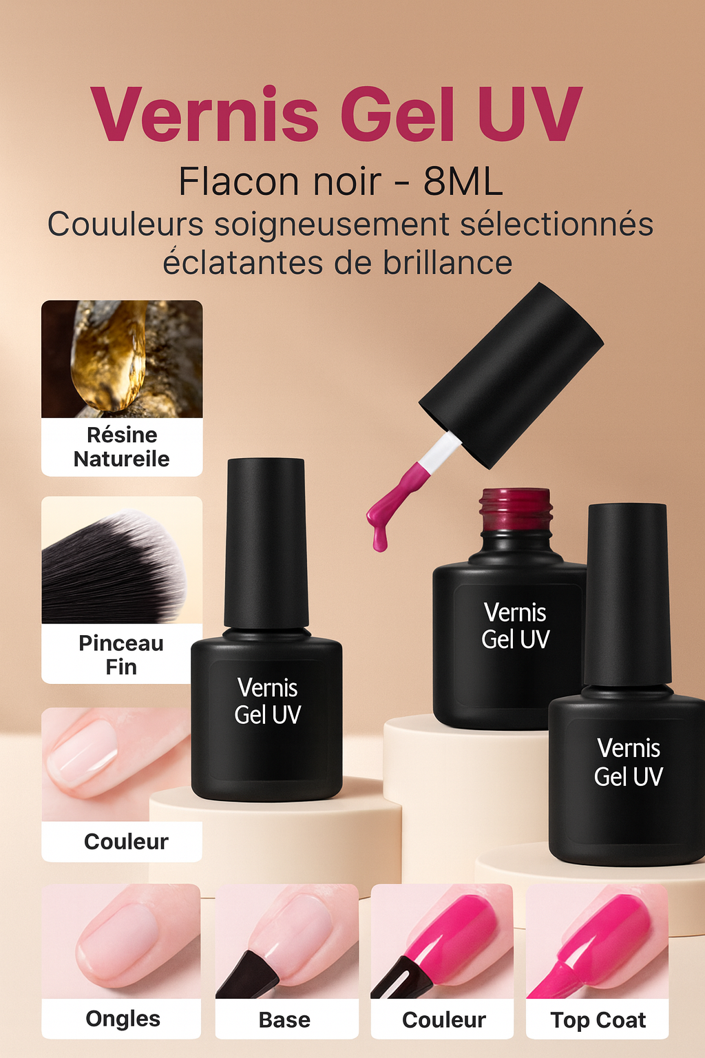 Kit Complet Manucure Gel UV – Lampe LED, Ponceuse Électrique & Vernis Semi-Permanent